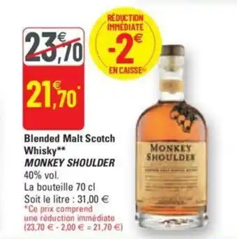 G20 MONKEY SHOULDER blended malt scotch whisky offre