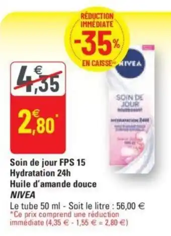 G20 NIVEA soin de jour FPS 15 hydratation 24h huile d'amande douce offre