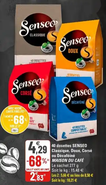 40 dosettes Senseo Classique,Doux, Corsé ou Décaféiné