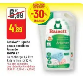 G20 RAINETT lessive liquide peaux sensibels amande offre