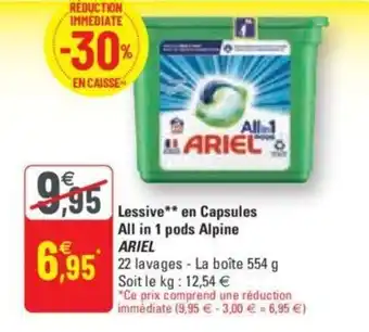 G20 ARIEL lessive en capsules all in 1 pods alpine offre