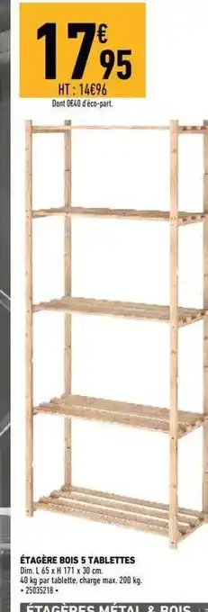 Brico Cash Étagère bois 5 tablettes offre
