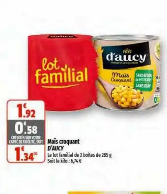 Coccinelle Express Maïs croquant d'aucy offre
