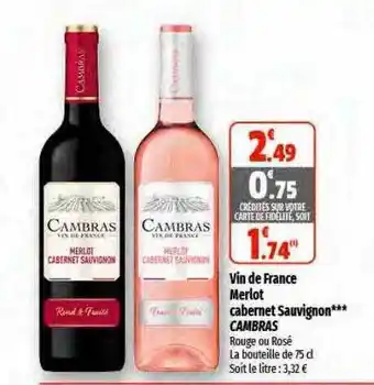 Coccinelle Express Vin de france merlot cabernet sauvignon cambras offre