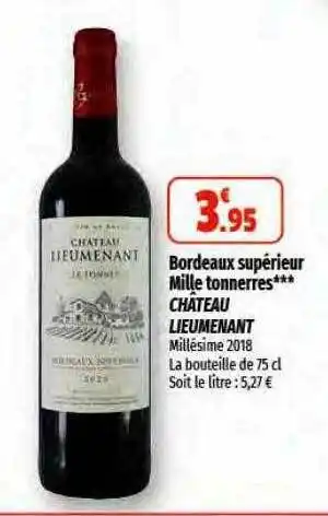 Coccinelle Express Bordeaux supérieur mille tonnerres château lieumenant offre