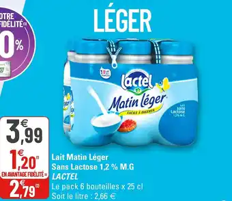 G20 Lait matin léger Sans lactose 1,2 % M.G Lactel offre