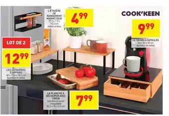 Stokomani L'étagère de rangement magnétique, les 2 étagères d'appoint, la planche à découper avec tiroir, le toir à capsules cook'keen offre