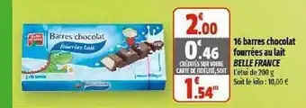 Coccinelle Supermarché 16 barres chocolat fourrées au lait belle france offre