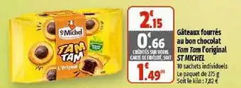 Coccinelle Supermarché Gâteaux fourrés au bon chocolat tam tam l'original st michel offre