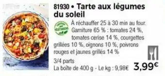 Thiriet Tarte aux légumes du soleil offre