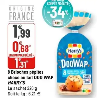 G20 8 Brioches pépites choco au lait Doo wap harry's offre