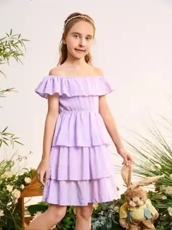 SheIn Shein fille robe de soirée col bardot à volants offre