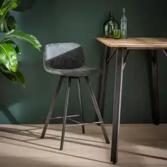 Tabouret de bar noir patiné métal java