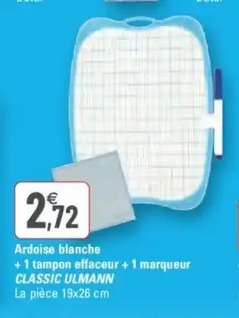 G20 CLASSIC ULMANN ardoise blanche + 1 tampon offaceur + 1 marqueur offre