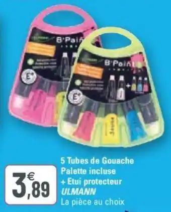 ULMANN 5 tubes de gouache palette incluse + etui protecteur