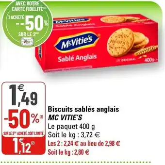 G20 Biscuits sablés anglais Mc vitie's offre