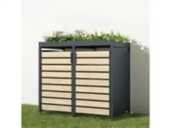 Cache poubelle double avec bac à fleurs "colorado" - 132 x 79.7 x 119.7 cm - anthracite