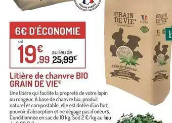 Botanic Litière de chanvre bio grain de vie offre