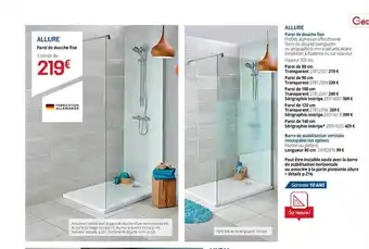 Paroi De Douche Fixe Allure, Barre De Stabilisation Verticale Recoupable (en Option)