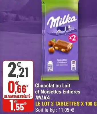 G20 Chocolat au Lait et noisettes entières milka offre