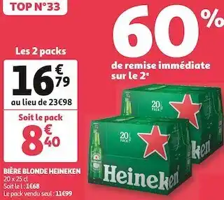 Auchan Heineken bière blonde offre