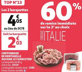 Auchan Auchan le charcutier chiffonnade de mortadelle offre