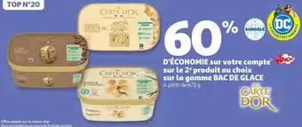 Auchan Carte d'or bon plan sur la gamme bac de glace de la marque carte d'or offre