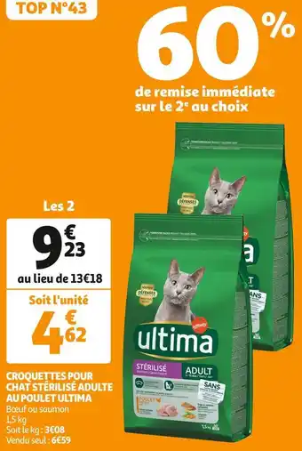 Auchan Ultima croquettes pour chat stérilisé adulte au poulet offre