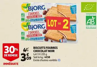 Auchan Bjorg biscuits fourres chocolat noir offre