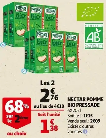 Auchan Pressade nectar pomme bio offre