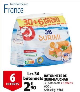 Auchan Auchan bâtonnets de surimi offre
