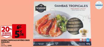 Auchan Gambas tropicales entières crues surgelées offre