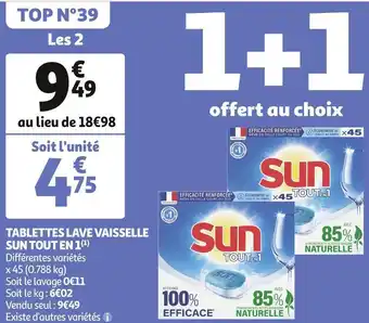 Auchan Sun tablettes lave vaisselle tout en 1 offre