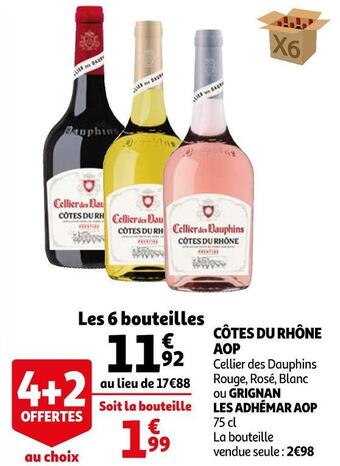 Auchan Cellier des dauphins côtes du rhône aop offre