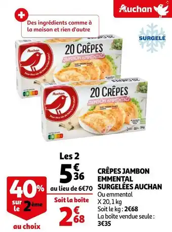 Auchan Auchan crêpes jambon emmental surgelées offre