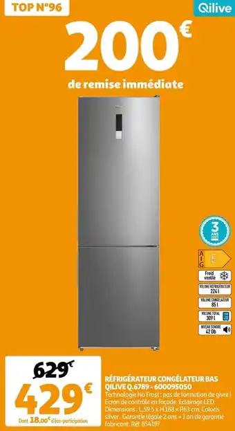 Auchan Qilive réfrigérateur congélateur bas q.6789 - 600095050 offre