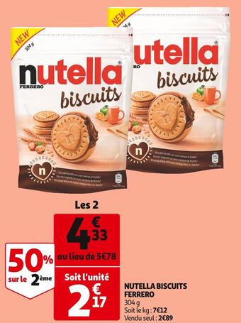 Auchan Ferrero nutella biscuits offre