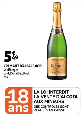 Auchan Wolfberger crémant d'alsace aop offre