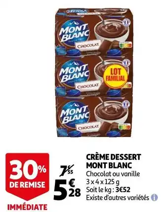 Auchan Mont blanc crème dessert offre