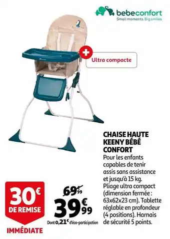 Auchan Chaise haute keeny bébé confort offre