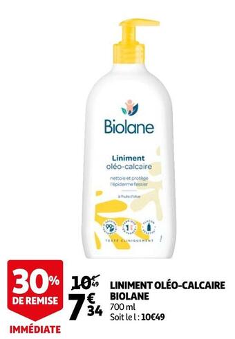 Auchan Biolane liniment oléo-calcaire offre
