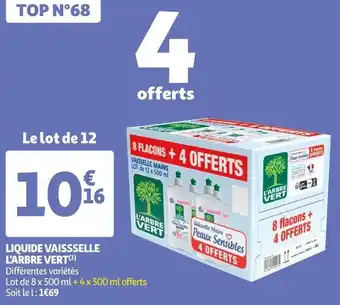 Auchan L'arbre vert liquide vaissselle offre