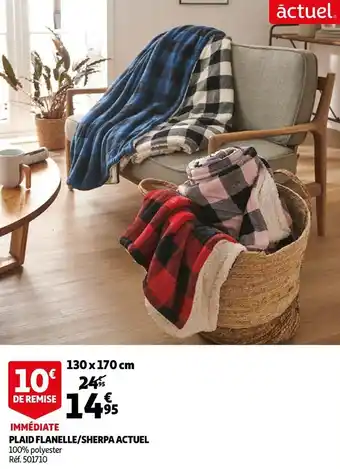 Auchan Auchan plaid flanelle/sherpa actuel offre