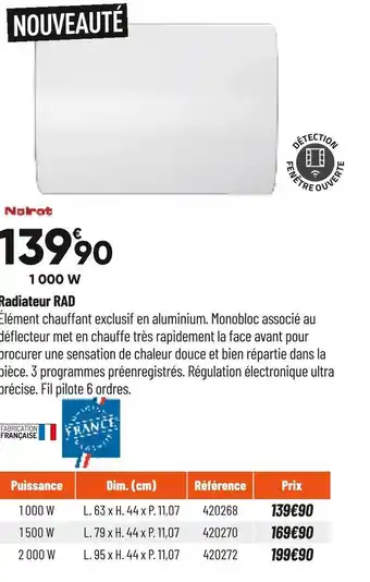 Bricorama Noirot radiateur rad offre