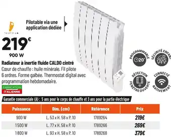 Radiateur à inertie fluide caldo cintré