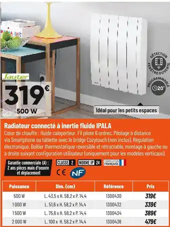 Bricorama Sauter radiateur connecté à inertie fluide ipala offre
