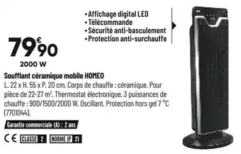 Bricorama Soufflant céramique mobile homeo offre