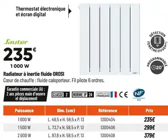 Bricorama Sauter radiateur à inertie fluide orosi offre