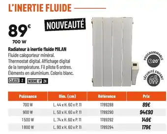 Radiateur à inertie fluide milan