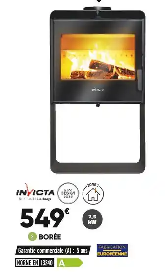 Bricorama Invicta poêle à bois borée offre